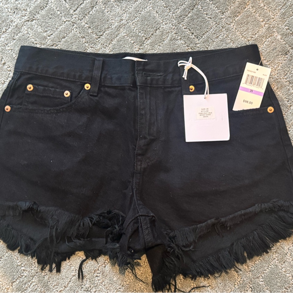 Pistola Black Frayed Jean Shorts